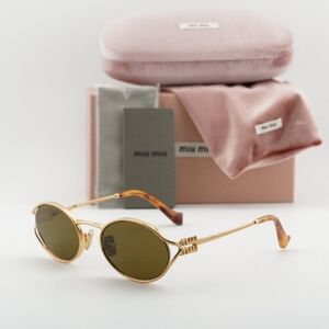 MIU MIU Sunglasses MU52YS 70E01T Brass Gold Dark Brown Women NEW